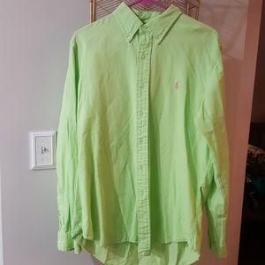 Men's lime green button down shirt